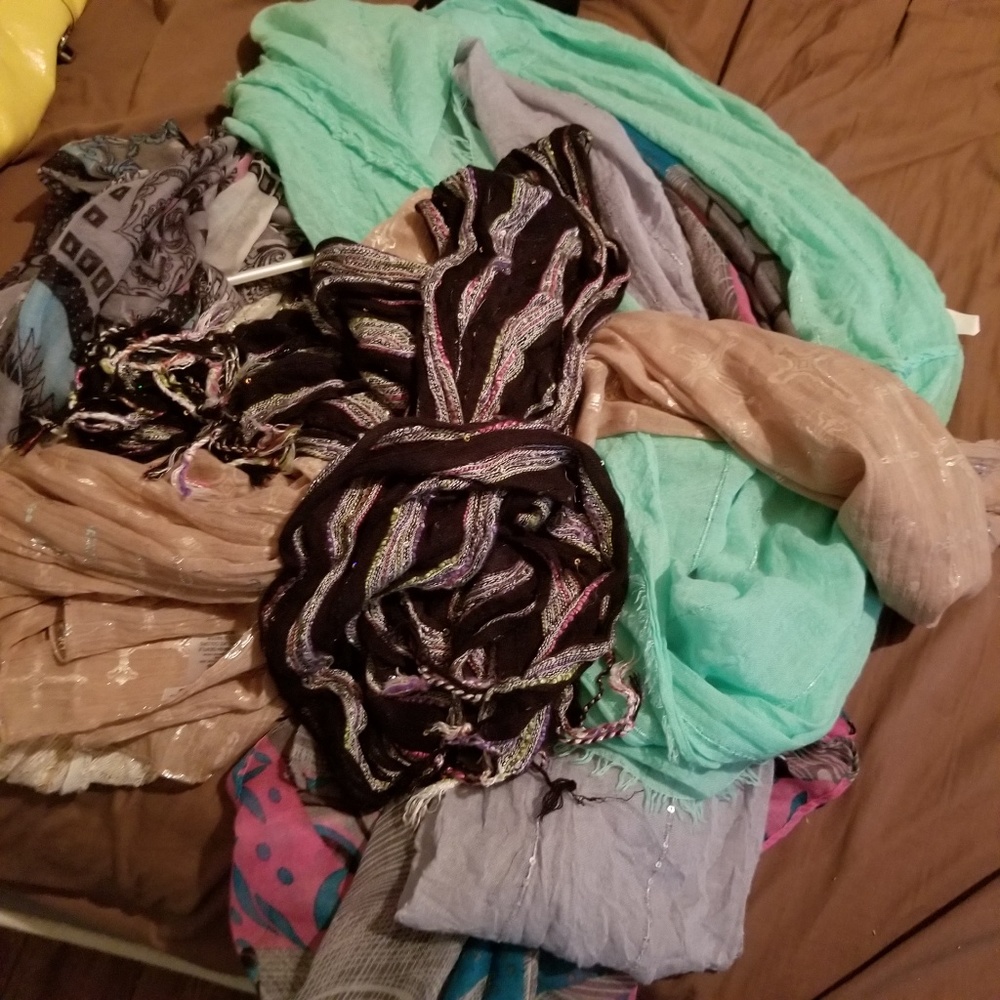 Bundle of 8 infinity scarves and 2 regular
